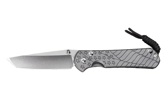 Chris Reeve Knives Large Sebenza 31 - 2022 CGG "Forever Flag" - Tanto - Glass Blasted - L31-1510
