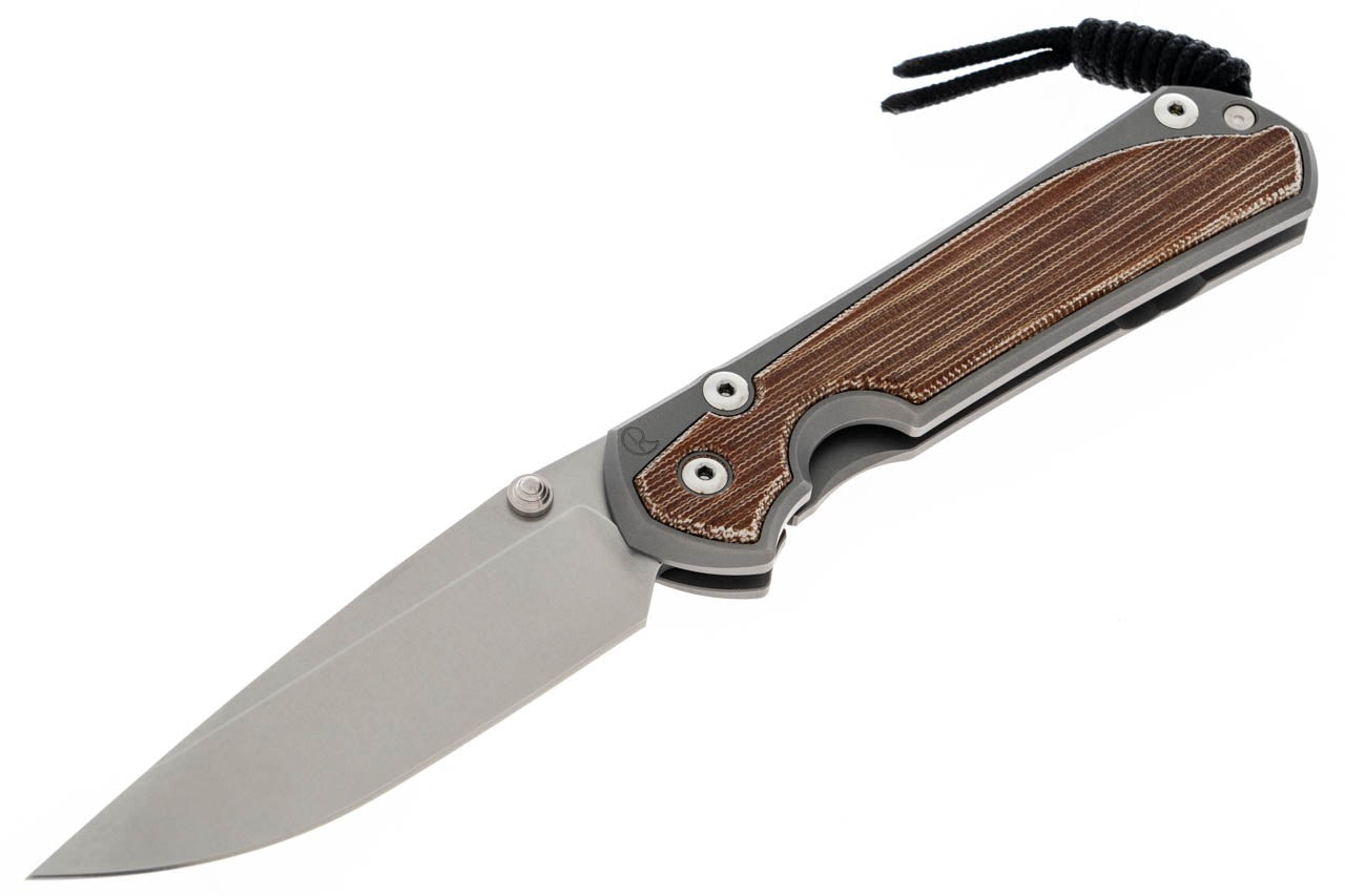 Chris Reeve Knives Large Sebenza 31 - Glass Blasted Natural Canvas Micarta Inlay - Drop Point - L31-1660