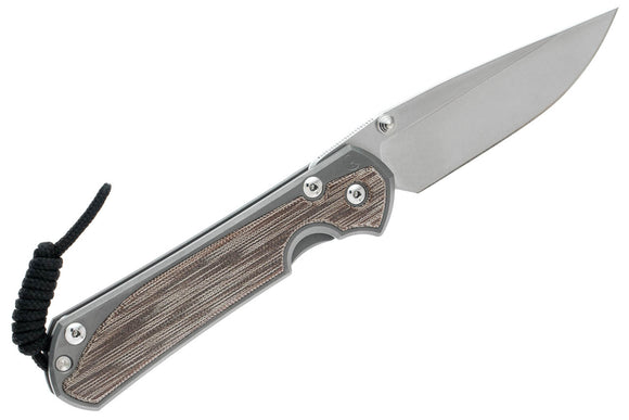 Chris Reeve Knives Large Sebenza 31 - Left Handed - Glass Blasted Natural Canvas Micarta Inlay - Drop Point - L31-1661