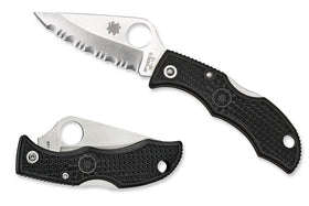 Spyderco Ladybug 3 - Black FRN Handles - Serrated Satin VG10 Clip Point Blade - LBKS3