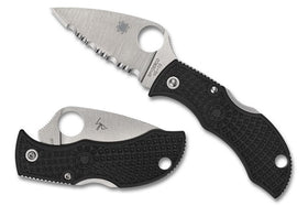 Spyderco Manbug - Black FRN Handles - Leaf Shaped VG10 Serrated Blade - MBKLFS