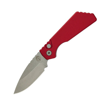 Pro-Tech Strider PT+ - Red Smooth Handle - Stonewashed MagnaCut Blade - PT201-RED
