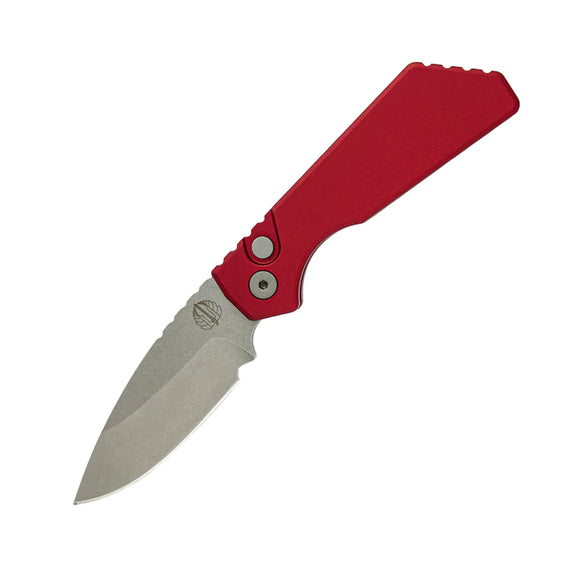 Pro-Tech Strider PT+ - Red Smooth Handle - Stonewashed MagnaCut Blade - PT201-RED