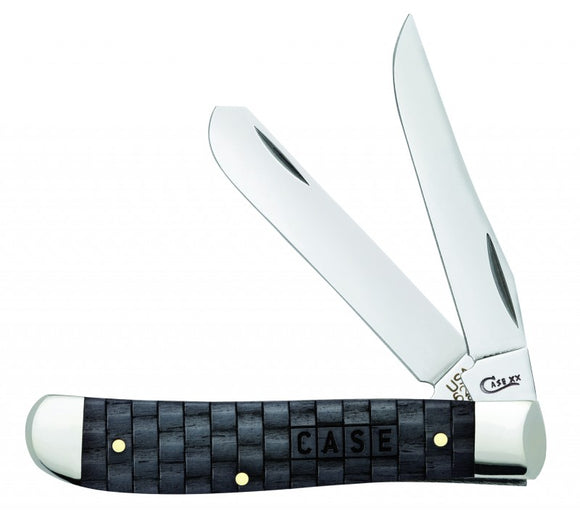 Case Mini Trapper - Basket Weave Handle - Natural Bone Handle - Charcoal Color Wash - 15505