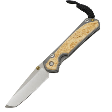 Chris Reeve Knives Small Sebenza 31 - Glass Blasted - Box Elder Inlay - Tanto - S31-1132