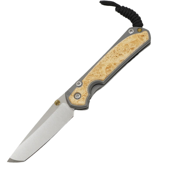 Chris Reeve Knives Small Sebenza 31 - Glass Blasted - Box Elder Inlay - Tanto - S31-1132