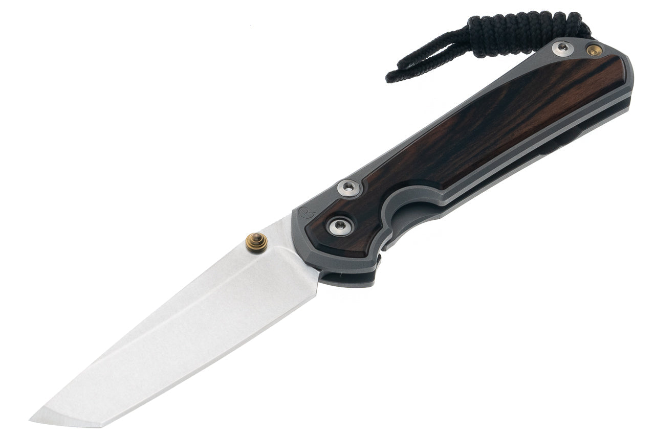 Chris Reeve Knives Small Sebenza 31 - Glass Blasted - Macassar Ebon Inlay - Tanto - S31-1134