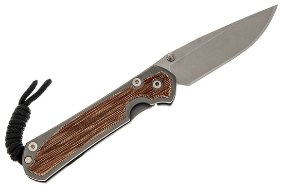Chris Reeve Knives Small Sebenza 31 - Left Handed - Glass Blasted - Natural Canvas Micarta Inlay - Drop Point - S31-1661