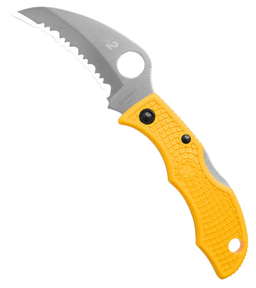 Spyderco Ladybug 3 Salt - Yellow FRN Handles - Hawkbill Serrated H2 Blade - LYLS3HB