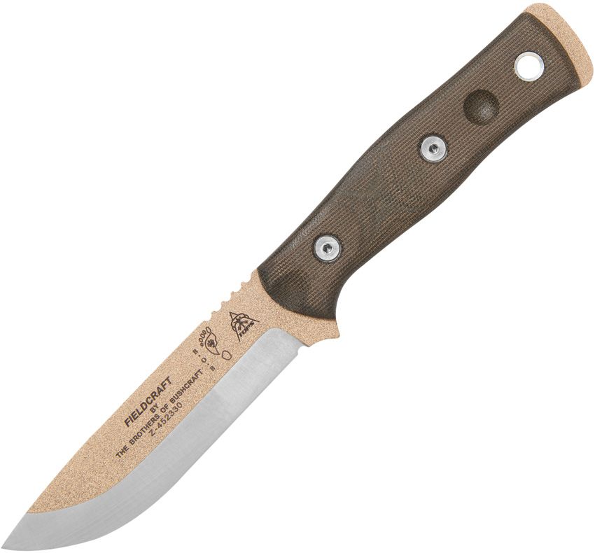 TOPS Knives Fieldcraft BOB Hunter Fixed Blade - Micarta Handle - 1095 Carbon Steel - BROS-TAN