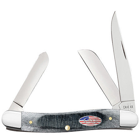 Case XX Medium Stockman - Gray Bone Sawcut Jig - Stars & Stripes - Tru-Sharp Steel - 53061