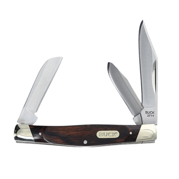 Buck 371 Stockman - Wood Grain Handle - 420HC Blades - 5718