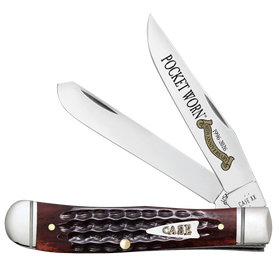 Case Mini Trapper - Pocket Worn Corn Cob Jig Mahogany Bone - Fluted Bolsters - Tru-Sharp Steel - 55231 - SNK/WTO - Home Office