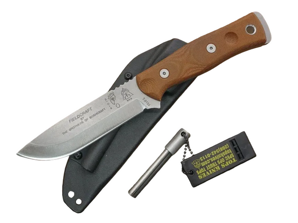 TOPS B.O.B. Fieldcraft - Tan Micarta - Tumbled 1095 - TPBROSTBF