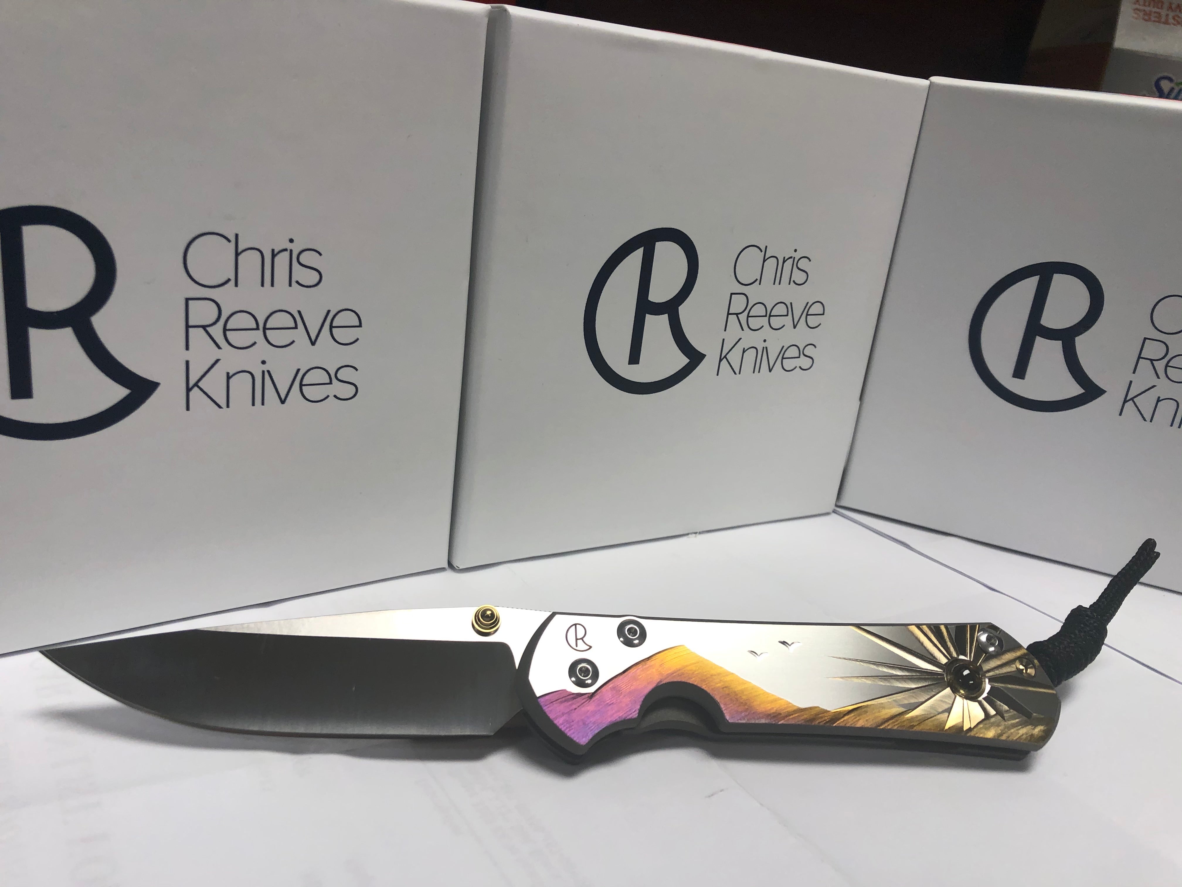 Chris Reeve Knives Small Sebenza 31 - Unique Graphic "Morning Sun" - Drop Point - S31-1408