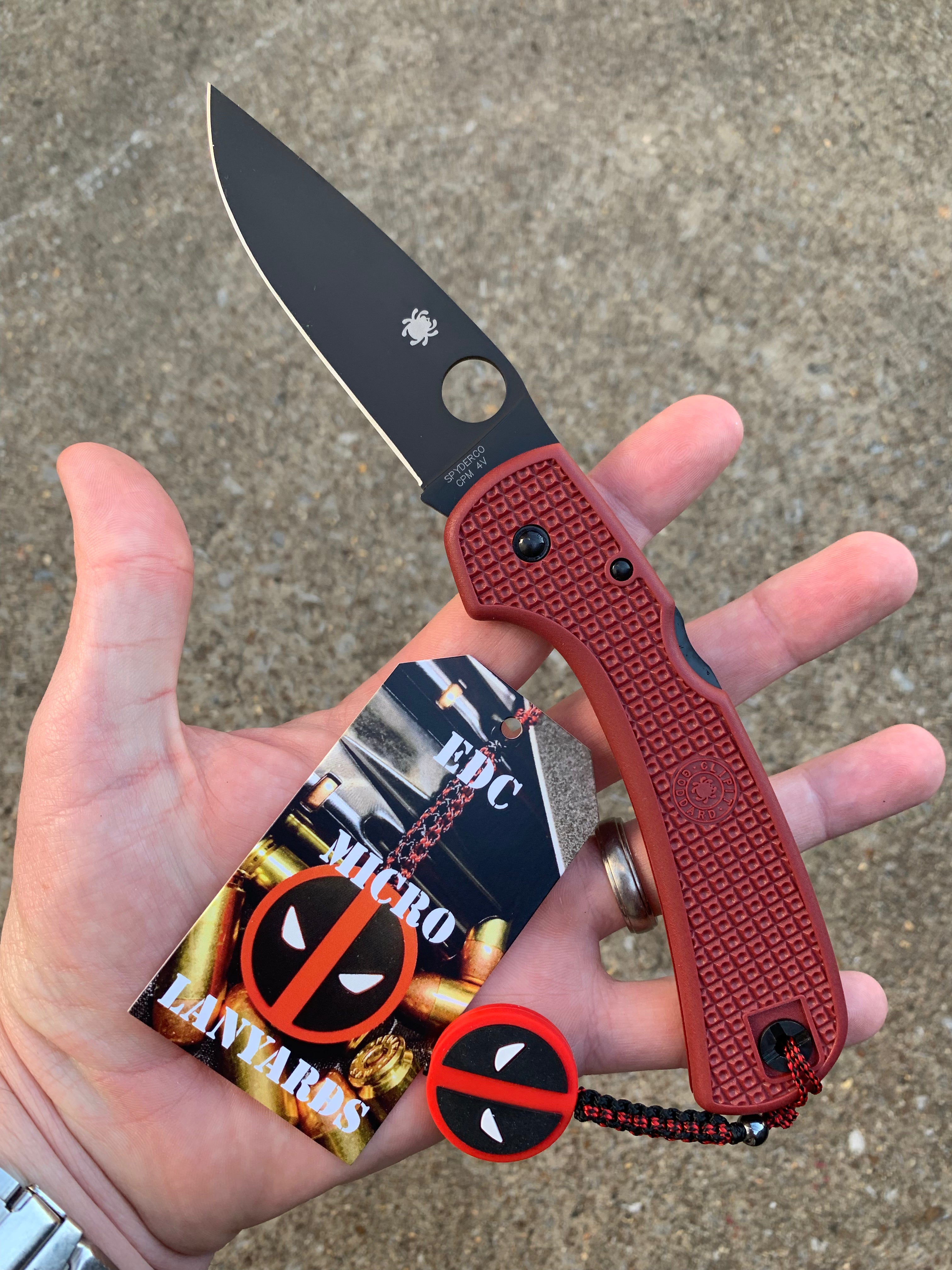 Spyderco Goddard & EDC Micro Lanyards Deadpool Bundle - St. Nick's Knives Exclusive