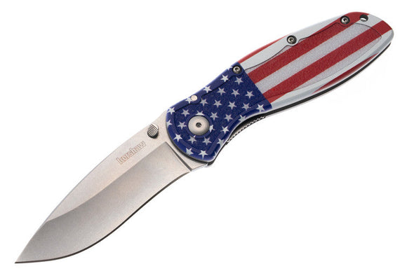 Kershaw Blur - USA Flag Aluminum - Stonewash 14C28N Blade - 1670USA