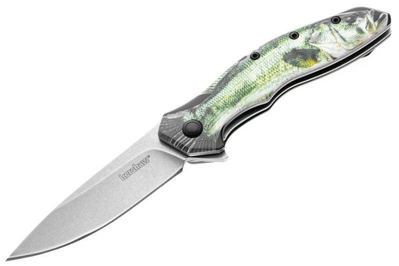 Kershaw Shoreline - Bass Aluminum Handle - Stonewashed 8Cr13MoV Blade - 1845BASS - SNK/WTO - Home Office