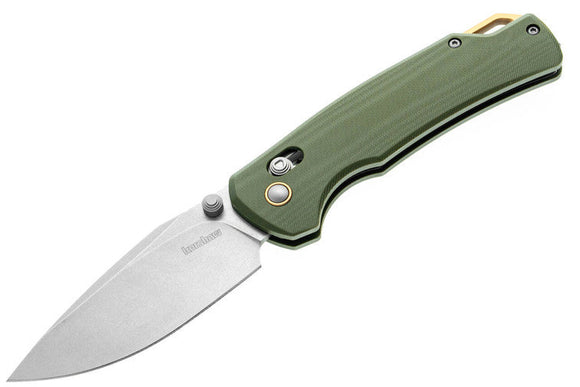 Kershaw Proximal - Olive G-10 Handle - Gold Aluminum Accents - Stonewashed D2 Blade - 2058