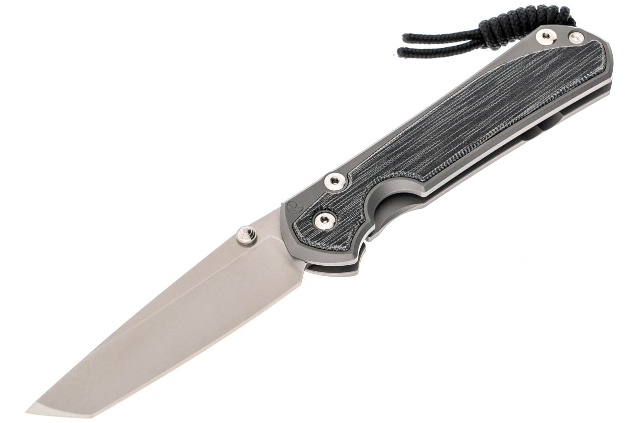 Chris Reeve Knives Large Sebenza 31 - Black Canvas Micarta Inlay - Tanto - Glass Blasted - L31-1232
