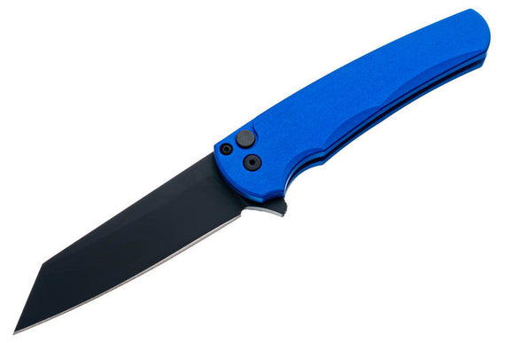 Pro-Tech Malibu Reverse Tanto - Blue Aluminum Handle - Black DLC MagnaCut Blade - PROTECH-5403-BLUE