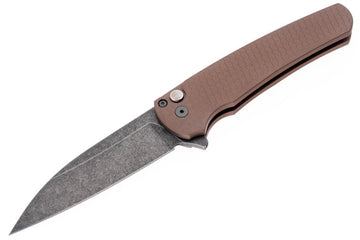 Pro-Tech Malibu Wharncliffe - FDE Dragon Scale Handle - Acidwashed MagnaCut Blade - Black Lip Pearl Button - 5336-LTD-AWFDE