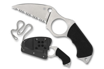 Spyderco Swick 5 - Black G-10 Handles - Serrated LC200N Blade - FB14S5