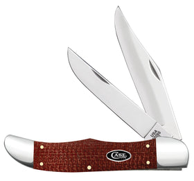 Case Folding Hunter - Dark Red Burlap Micarta - Carbon Steel - 12274