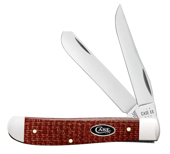 Case Mini Trapper - Dark Red Burlap Micarta Handle - Carbon Steel - 12271 - SNK/WTO - Home Office