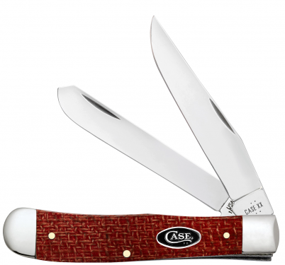 Case Trapper - Dark Red Burlap Micarta - Carbon Steel - 12270