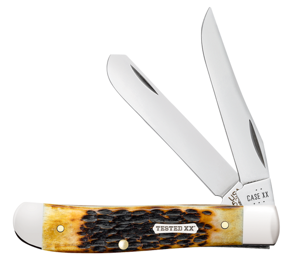 Case XX Mini Trapper - Jigged Burnt Amber Bone - Carbon Steel - 51391