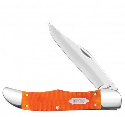 Case Folding Hunter - Persimmon Orange Gator Jig Bone - Carbon Steel Blade - 38073 - SNK/WTO - Home Office