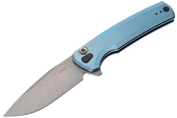 Zero Tolerance Button Lock Flipper - Blue Titanium - Stonewashed S90V Blade - 0044BLU