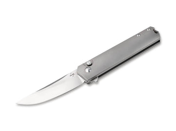 Boker Plus Kwaiken Push Button Flipper - CPM-S35VN - Textured Titanium Handle - 01BO619