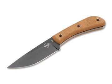 Boker Plus - Little Rok Fixed Blade Knife - SK 85 Powder Coated Drop Point - Green Micarta Handles - 02BO026
