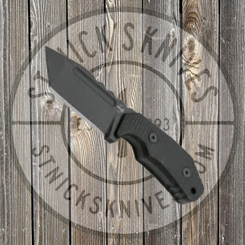 Boker Plus Little Dvalin Fixed Blade Knife 3.15" D2 Black Tanto, Black G10 Handles, Black Kydex Sheath - 02BO034