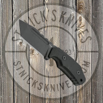 Boker Plus Little Dvalin Fixed Blade Knife 3.15" D2 Black Tanto, Black G10 Handles, Black Kydex Sheath - 02BO034