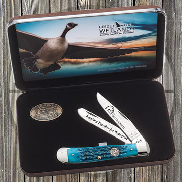 Case - Trapper - Ducks Unlimited - Standard Jig - Caribbean Blue Bone - w/ Jewel Box - 07308