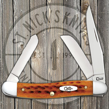 Case Medium Stockman - Pocket Worn - Corn Cob Jig - Harvest Orange Bone - 07403