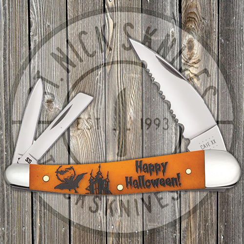 Case Seahorse Whittler - 2020 Halloween Knife - Persimmon Orange Bone - 10594