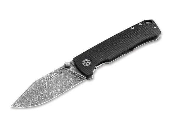 Boker Tiger - Damascus Blade - Black Burlap Micarta Handles - 111103DAM