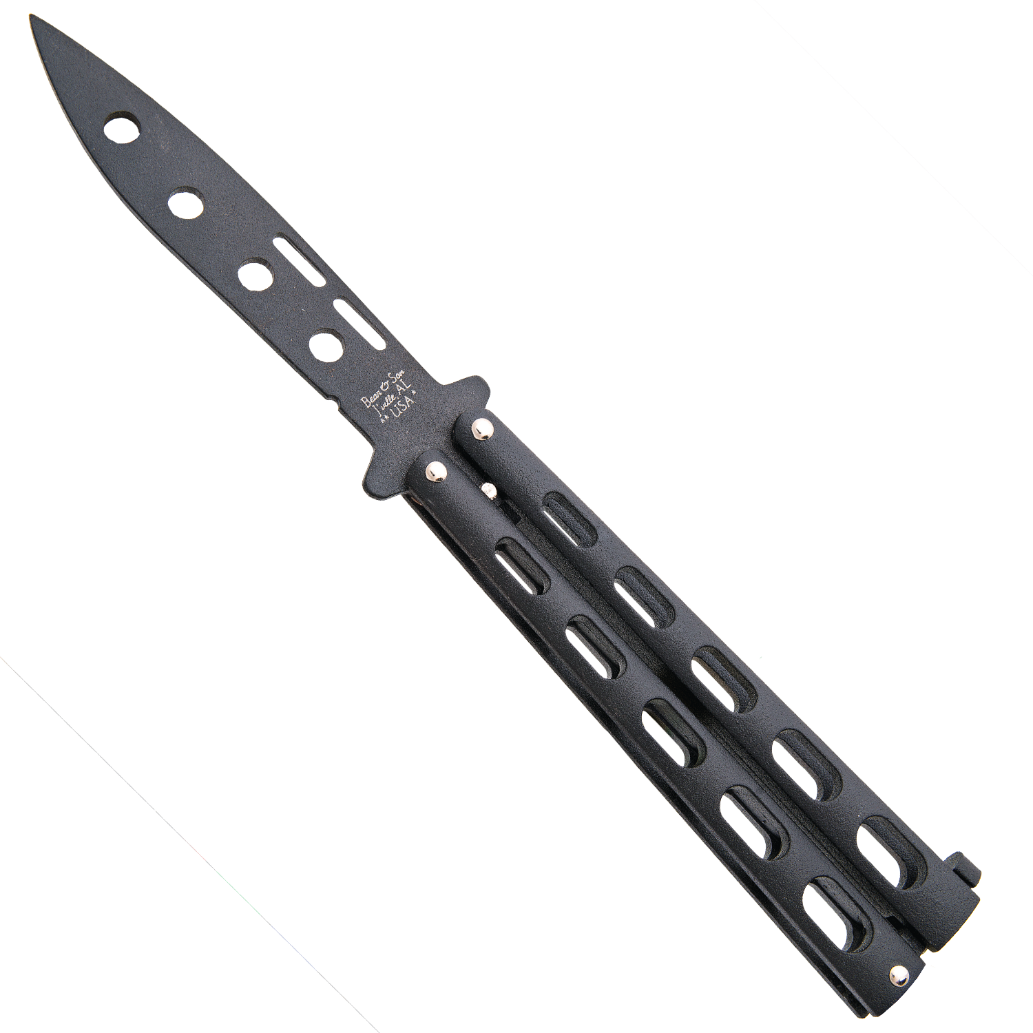 Bear & Son Black Blade and Handle Trainer Butterfly Knife - 115BTR