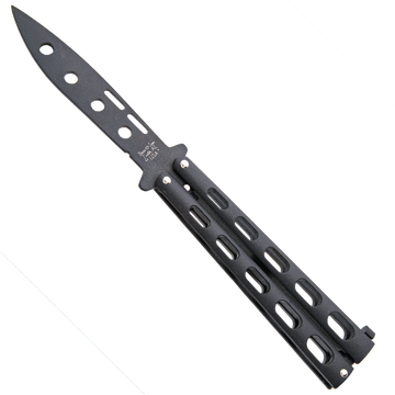 Bear & Son Black Blade and Handle Trainer Butterfly Knife - 115BTR