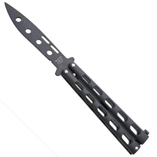 Bear & Son Black Blade and Handle Trainer Butterfly Knife - 115BTR