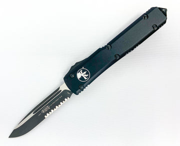 Microtech Ultratech - Black Drop Point Combo Edge Blade - Black Tactical Chassis - 121-2T