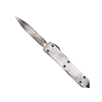 Microtech Ultratech - Double Edge Distressed Blade - Sandtrooper - Deep Engraved Chassis - 122-1SAD