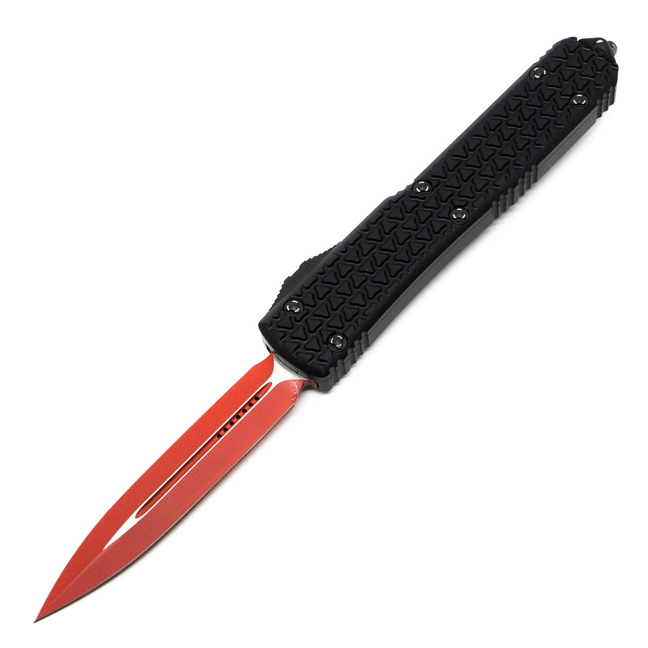 Microtech Ultratech - Double Edge Red Blade - Black Hardware - Sith Lord - Black Chassis - 122-1SL