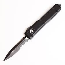 Microtech Ultratech - D/E Serrated Blade - Black Tactical Chassis - 122-2T
