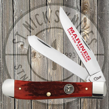 Case - Trapper - USMC - Peach Seed Jig - Dark Red Bone - 13172