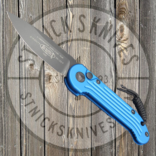 Microtech - LUDT - Single Edge - Black Hardware - Standard Edge - Blue Chassis - 135-1BL